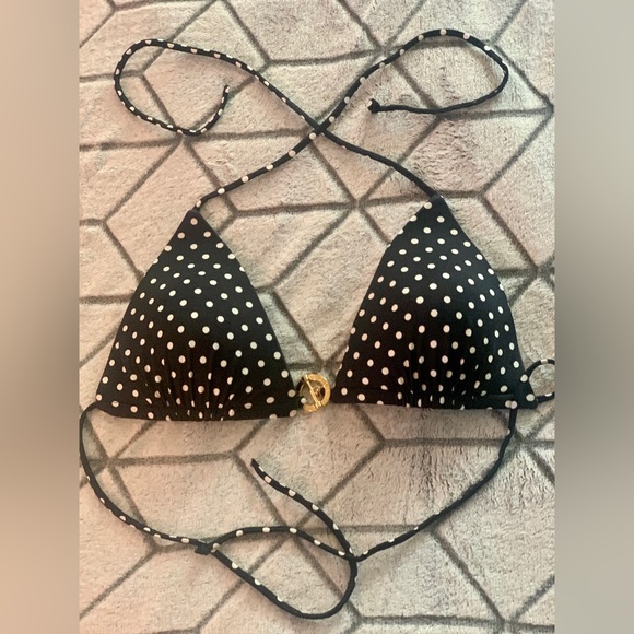 Victoria’s Secret Black White Polka Dot Bikini Top Size Medium - Picture 2 of 8